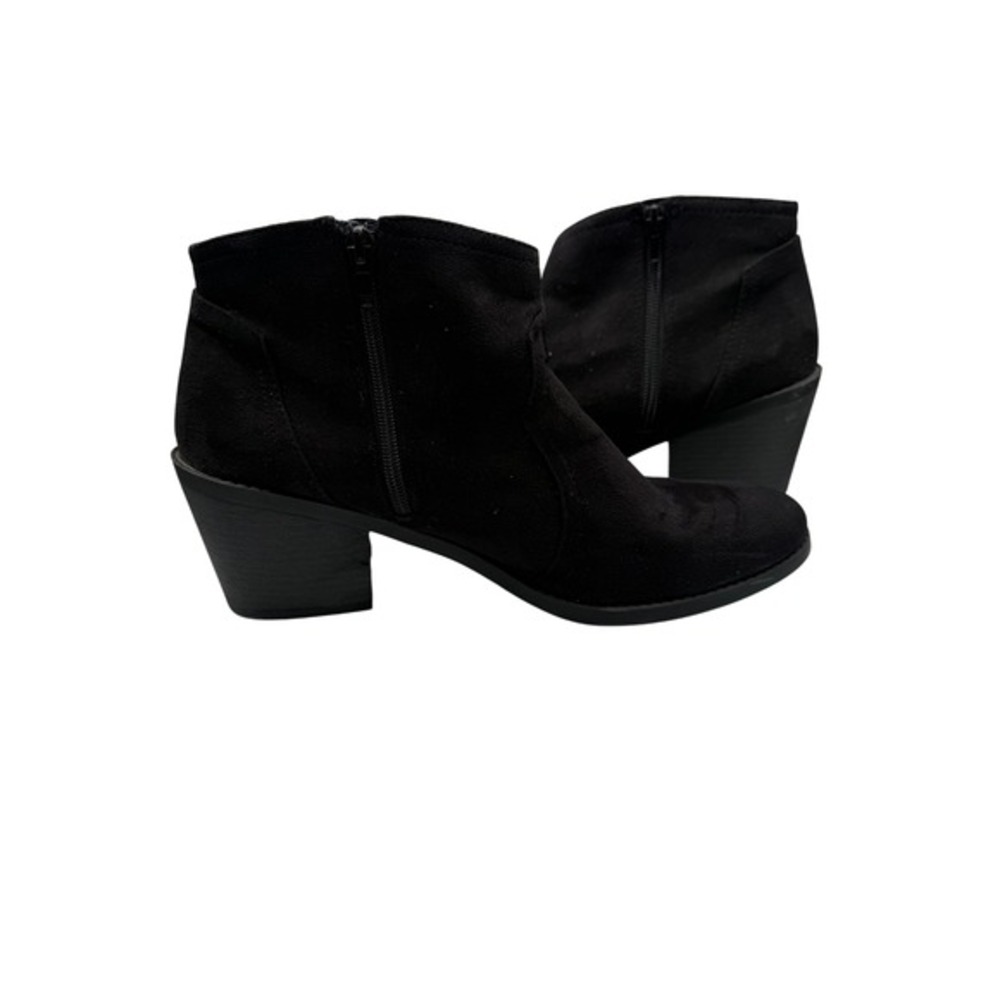 Soda Women 11 Black Suede Block Heel Side Zip Tassel Accent‎ Ankle Boots Western - Picture 3 of 8